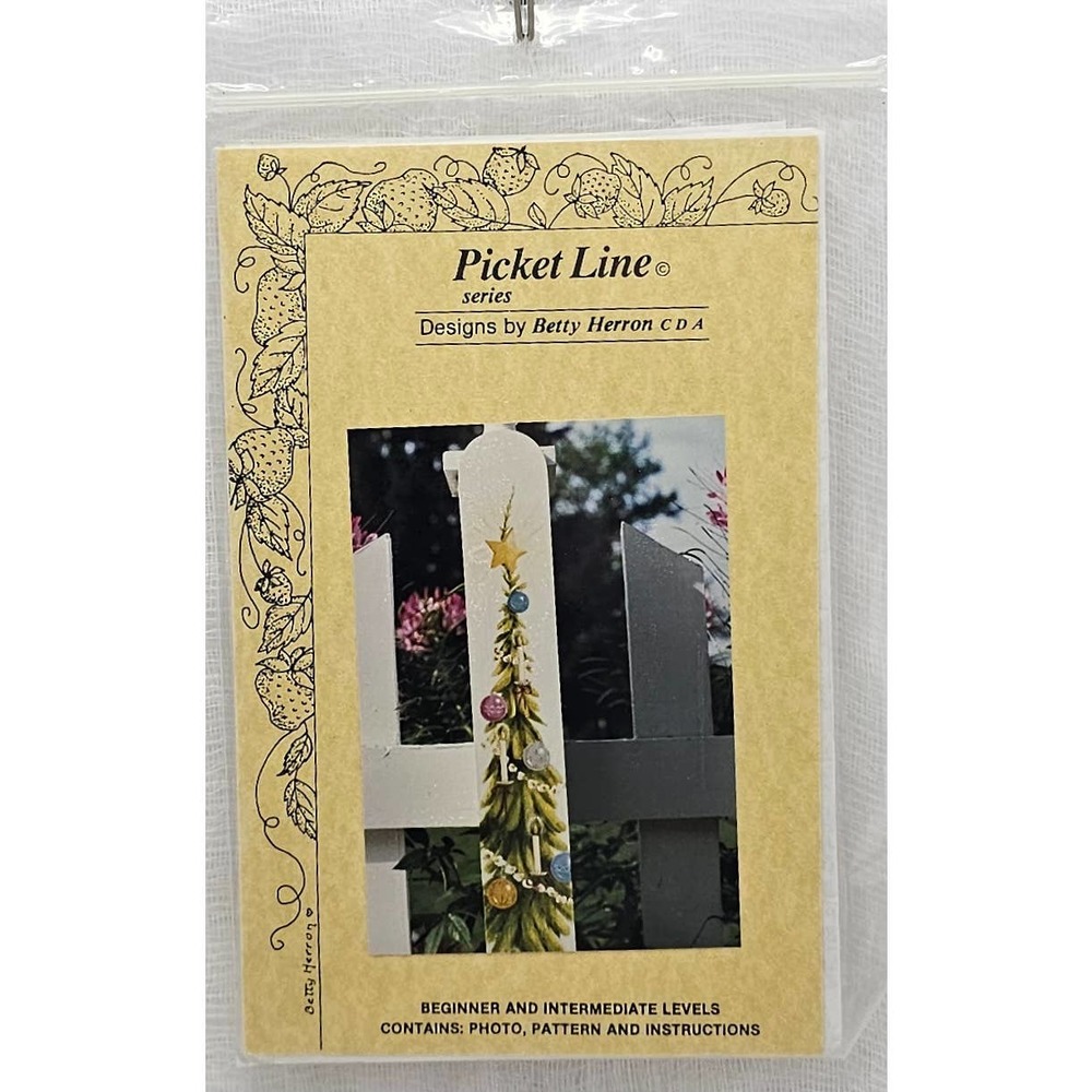 Christmas Tree VTG Picket Line Painting Herron UNCUT